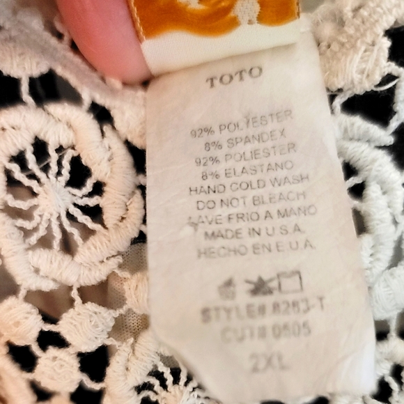 ToTo Collection Lace Shoulder Tank Top Color Black/White Size 2XL Used 1 time - Picture 4 of 6
